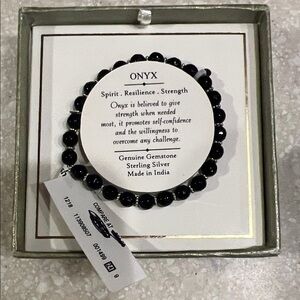ONYX Black Beaded Stretch Bracelet - Genuine Gemstone